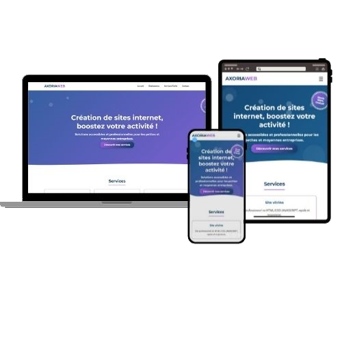 Exemple de site web responsive sur ordinateur, tablette et mobile